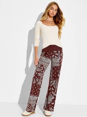 Bandana Foldover Yoga Graphic Pants NWT szS